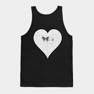 Papillon Heart Jigsaw Pieces Design - Gift for Papillon Black And White Lovers Tank Top